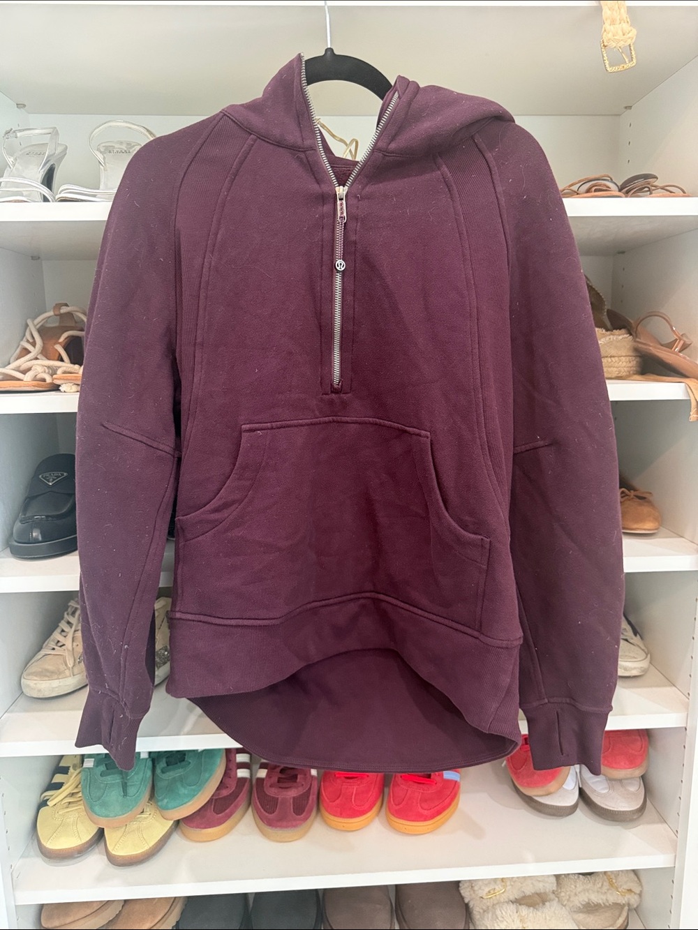 Lululemon Plum Half-Zip Hoodie with Kangaroo Pocket